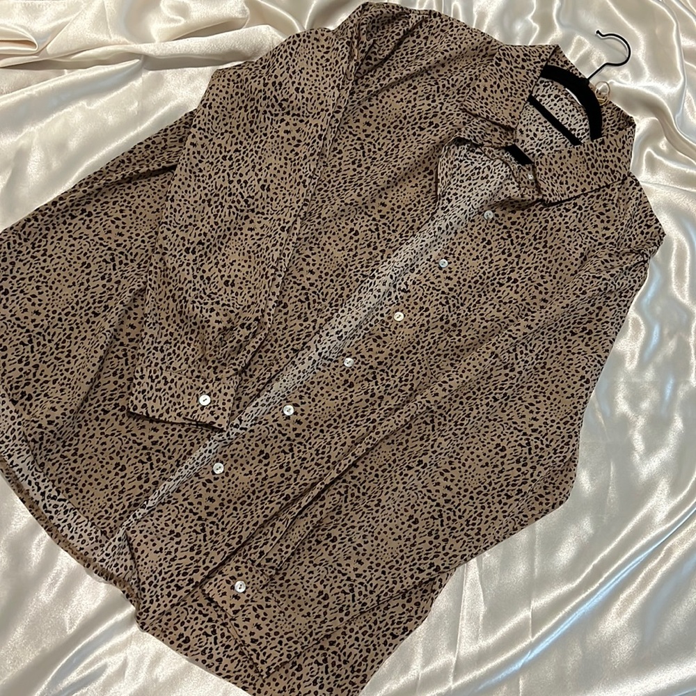 Oversized leopard button down